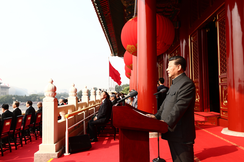 10月1日上午，慶祝中華人民共和國成立70周年大會在北京天安門廣場隆重舉行。中共中央總書記、國家主席、中央軍委主席習近平發表重要講話。